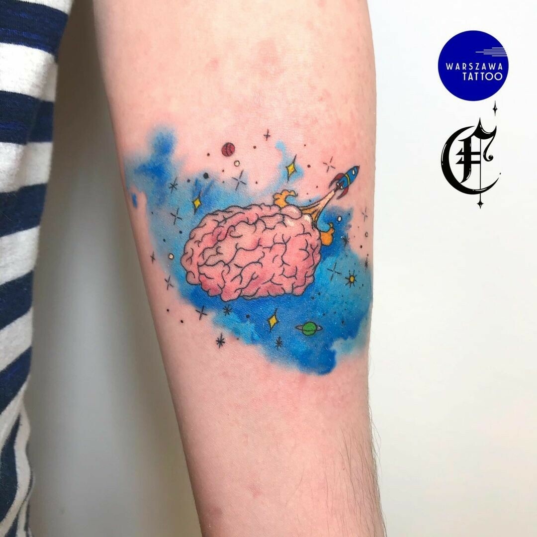Watercolor Brain Tattoo